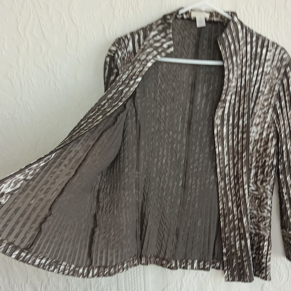 Chico's Julianne Jacket Zip Up Stretchy Boho Lightweight Sexy Shiny Mesh Animal - Picture 10 of 12